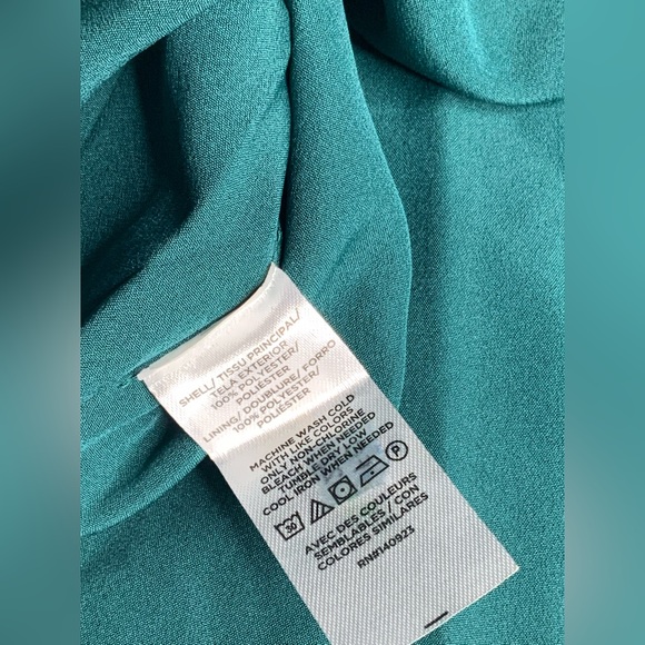 LOFT Teal Hunter Green Ruffle Front Swiss Dot Blouse Women’s Large NWT - Picture 9 of 9